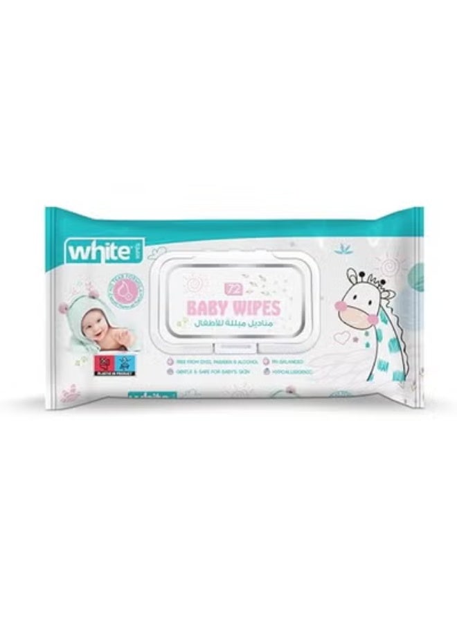 White baby wipes, 72 wipes - Image 1